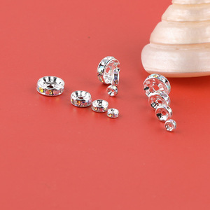 Cuentas espaciadoras cuadradas chapadas en cobre AB Color Oro/Plata con diamantes dispersos de 4mm para fabricación de joyas y accesorios DIY - Product Image 4