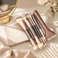Pinceaux de maquillage professionnels en gros, logo personnalisé, 6 pièces, pinceaux de maquillage pour poudre, fond de teint, anticernes, blush, ensembles de pinceaux de maquillage pour le visage