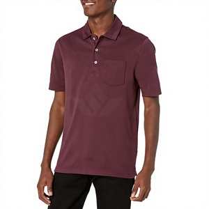 Polo en coton Oxford pour homme, manches courtes, couleur unie, poche poitrine, anti-plis, coupe décontractée classique - Product Image 1