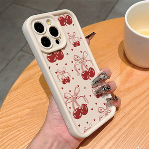 เคสโทรศัพท์มือถือ TPU กันกระแทกสไตล์ติดโบว์รูปเชอร์รี่น่ารักพิมพ์ลายบันไดสำหรับ <span class=keywords><strong>Iphone8</strong></span> x XR XS 11 12 13 14 15 16 17 Air - Product Image 2