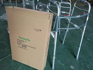 Déambulateurs et déambulateurs en alliage d'aluminium junior à deux boutons de conception pliante standard avec roues pour personnes âgées - Product Image 6