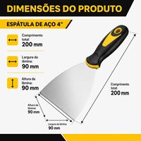Spatule en acier avec manche caoutchouté antidérapant, lame de 4 pouces en acier spécial, conception épaisse, ergonomique, multi-usage, bord droit