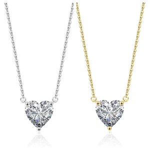 Collar de circonita para mujer, colgante simple en forma de corazón de 10 mm, cadena para clavícula, súper brillante, a la moda, combina con todo, joyería transfronteriza - Product Image 1