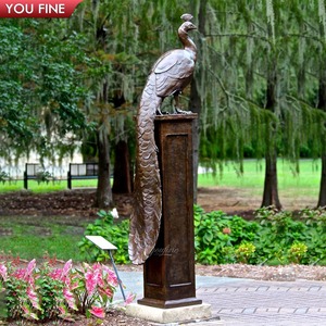 Decoración de jardín al aire libre Estatua de pájaro de <span class=keywords><strong>metal</strong></span> Escultura de pavo real de bronce - Product Image 2
