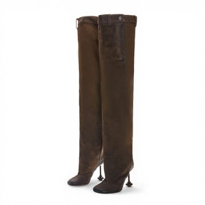 2024 Autumn Winter New Foreign Trade Head Toe Super High Heel Artificial Pu Upper Long <strong>Slouch</strong> <strong>Boots</strong> Large Toe Sexy Over-the-Knee - Product Image 1