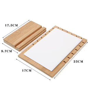 Expositor de collares de madera con forro de gamuza y PU para escaparates de venta al por menor y fotografía de joyería - Product Image 1