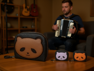 Borsa per fisarmonica Panda grande nera con cerniera per riporre strumenti musicali - Product Image 2