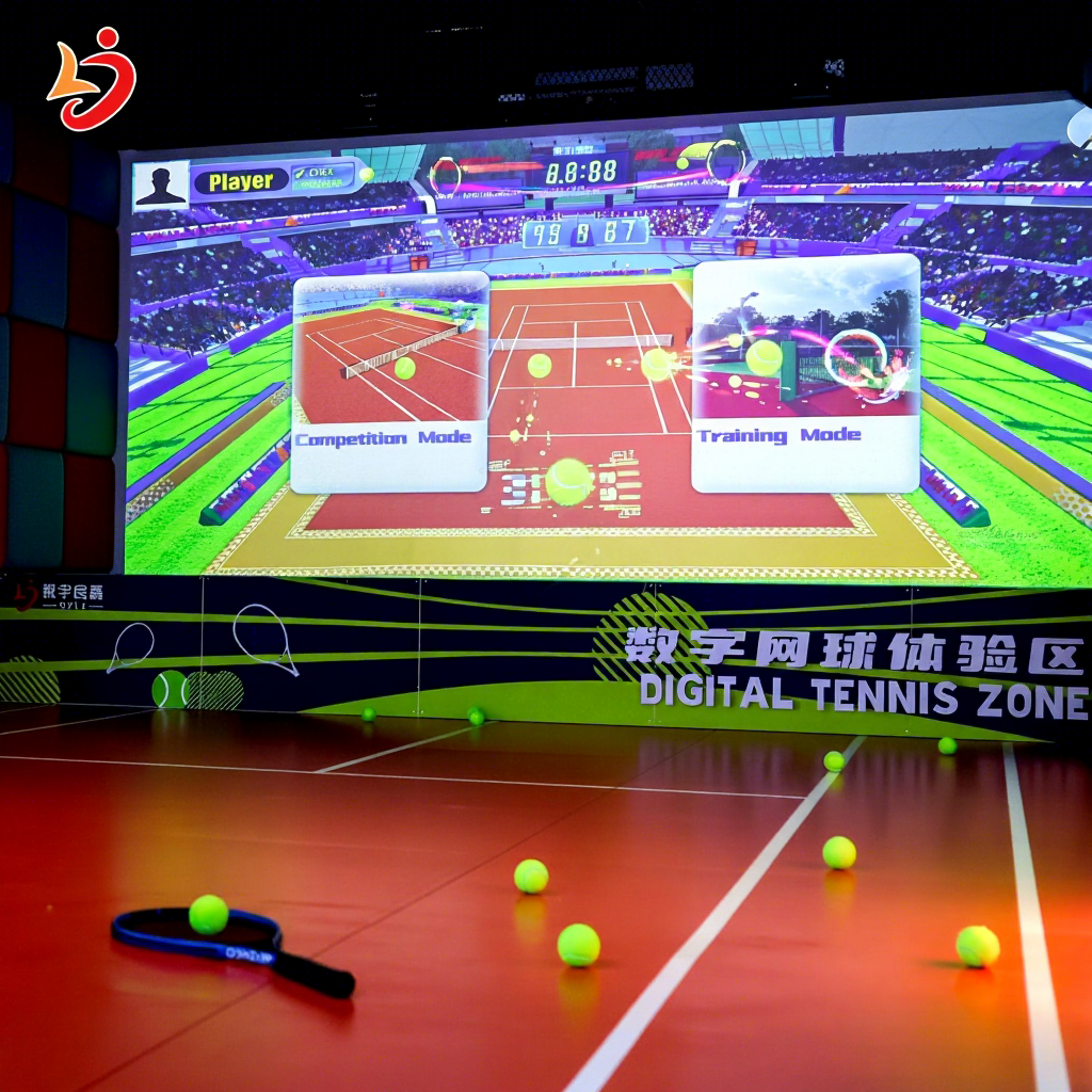 Tennis Simulator Machine with AR Projection Auto-Feed Ball Return System Durable Metal Construction 220V for Practice