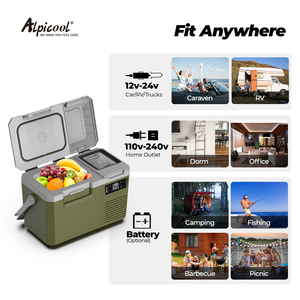 Réfrigérateur-congélateur de voiture MP8 <span class=keywords><strong>Alpicool</strong></span> à compresseur, mini réfrigérateur électrique portable, double usage voiture et maison, AC 100-240V DC 12V 24V, camping - Product Image 5