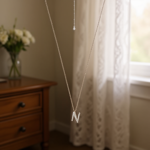 Collana con Ciondolo a Forma di Lettera N in Acciaio Inossidabile 6 6 Acero Collar N - Product Image 3