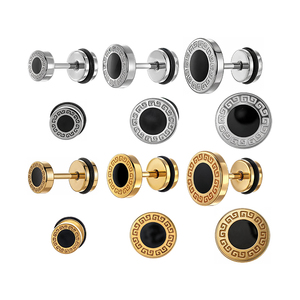 Pendientes de Acero Inoxidable 316L Antideslustre con Diseño de Disco Redondo de Meandro Griego, Accesorios para Piercing de Hélice y Lóbulo, Regalo - Product Image 2