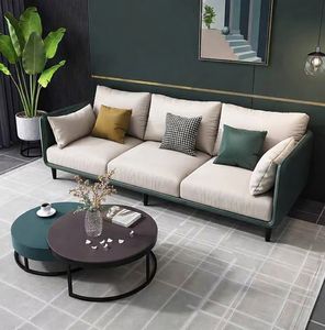 Canapé de salon contemporain élégant avec revêtement neutre et coussins confortables pour les maisons modernes - Product Image 1