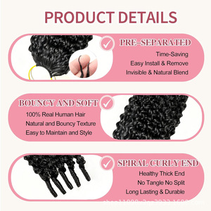 Extensions de cheveux humains bouclés birmans à crochet invisibles, pointes intactes, peuvent être permanentées, cheveux naturels véritables 50g 100g - Product Image 3