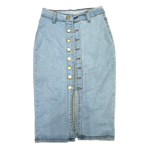 Falda Lápiz de Mezclilla de Color Sólido, Estilo Boutique, con Borlas, Vintage, Primavera-Verano, Estilo Europeo y Americano - Product Image 1