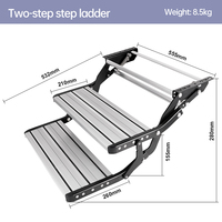 Échelle double pliable manuelle en alliage d'aluminium à 2 marches pour camping-car, caravane, motorhome
