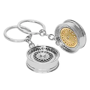 Custom Logo Car Accessories 3D Turbo Shock Absorber Gear Brake Disc Wheel Hub Metal Keychain