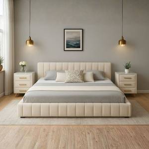 Lit Tatami de Luxe Italien King Size Réglable, Mobilier Moderne Idéal pour Appartement, Chambre Parentale avec Deux Tables de Chevet - Product Image 1