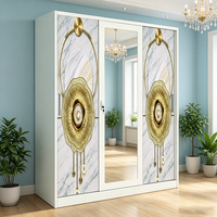 Meubles de chambre à coucher, armoires métalliques imprimées personnalisables, étagères réglables, miroir et serrure à clé pour armoire chambre