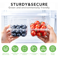 Boîte alimentaire jetable transparente en PET avec couvercle ventilé pour myrtilles, cerises, tomates, fraises, fruits, supermarchés, vente au détail, vente en gros