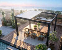 Pergola en aluminium écologique de type 220, avec option de cloisonnement en verre, auvent intelligent à détection de vent pour les loisirs en plein air