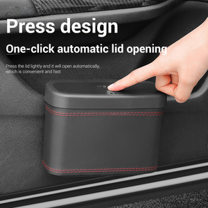 Gran venta de nuevo cubo de basura para coche, Cubo de almacenamiento colgante lateral para puerta, Mini caja de almacenamiento, cubo de basura para coche con tapa - Product Image 3