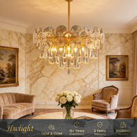 Lustre de luxe postmoderne 8975 en laiton et cristal, forme florale inspirée de la nature, luminaire de plafond haut de gamme pour villa