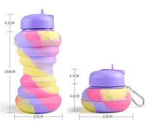 食品级硅胶可折叠可爱汉堡形儿童水瓶