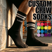 Chaussettes en coton peigné personnalisées à faible MOQ, nouvelles chaussettes mi-mollet pour hommes East Street, chaussettes de sport rayées tricotées avec logo personnalisé