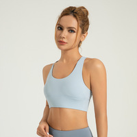 LRTOU Sports Fitness Yoga Wear Solid Colors Crisscross Sport Bra Workout Backless Bra High-Strength Running Pilates Yoga Bra