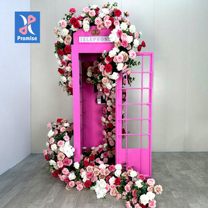 Nuevo Producto Estrella: Camino de Mesa de Flores Artificiales de Seda Rosa, Decoración para Cabinas Telefónicas y Eventos, Tamaño Personalizable - Product Image 1
