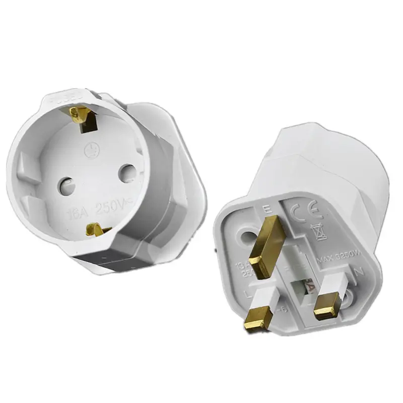 Onlyoa Schuko 250V EU Sockets 2 Pin to UK 3 pin plug Adapter Travel Mains Adapter With fuse