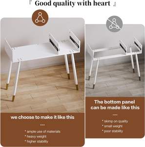 दर्पण और रोशनी के साथ स्टाइलिश कोने वैनिटी डेस्क, 4 दराज के साथ छोटे मेकअप वैनिटी डेस्क, ब्राउन - Product Image 4