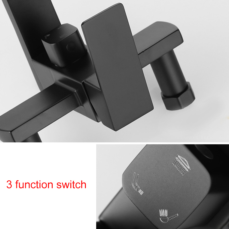 Multi Functional 3 Functions Matte Black Outdoor Exposed Shower System ...