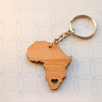 Llaveros de madera de nogal ecológicos al por mayor con mosquetón, impresión digital/UV con diseño de mapa de África, logotipo personalizado, en blanco