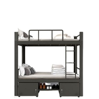 Lit double étage en acier pour adultes au design moderne avec armoire de rangement pour l'école familiale, dortoir, hôtel, appartement, ferme