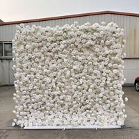 Mur de fleurs artificielles en soie fait main IFG, 8*8 pieds, blanc, enroulable, pour décoration de mariage, Noël, Thanksgiving, Pâques