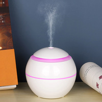 Humidificateur d'air portable en gros d'usine, mini humidificateur purificateur ultrasonique à grain de bois rond LED 200 ml, diffuseur d'arômes