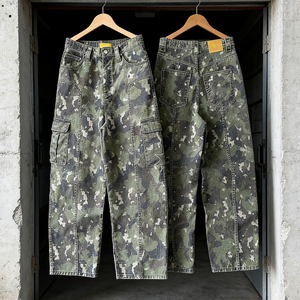 Quần cargo baggy chất liệu cotton twill, họa tiết rằn ri, kiểu dáng vintage, có túi đa năng, may theo yêu cầu của nhà <span class=keywords><strong>s</strong></span>ản xuất Đồng Quan dành cho nam giới - Product Image 1