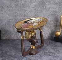Sculpture en résine noire africaine, style Art déco classique, décoration écologique pour la maison, présentoir à bijoux pour le rangement de petits objets