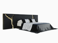 Europäischer Stil Italienisches Design Schwarzes Kopfteil Stoffbezogenes Queen-Size-Bettgestell Schlafzimmer King-Size Royal Luxus-Bett