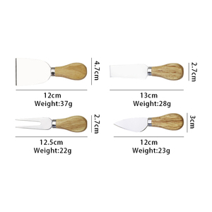 Mini juego de herramientas para queso de 4 piezas Juego de cuchillos para queso de acero inoxidable con mango de madera - Product Image 6