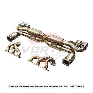Sistema de escape completo Vortex ligero de titanio natural para Porsche 911 991 3.0T Turbo S Racing - Product Image 3
