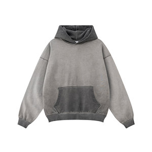 เสื้อมีฮู้ดล้างกรดแบบสวมหัวเสื้อไม่มีกรดเสื้อสเวตเตอร์ผ้าเฟรนช์เทอร์รี่ขนาดใหญ่พิเศษพิมพ์โลโก้ได้ตามต้องการ - Product Image 5