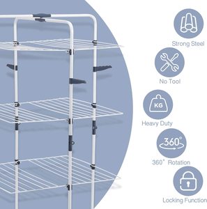 Bon marché, porte-<span class=keywords><strong>linge</strong></span> pliable à 3 niveaux en métal pour salle de bain avec roues, design moderne peu encombrant - Product Image 5