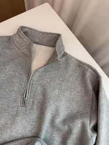 Felpa Sportiva con Mezza Zip, Vestibilità Ampia, Autunnale, Tinta Unita, in Maglia Lunga Stile Hip Hop - Product Image 3