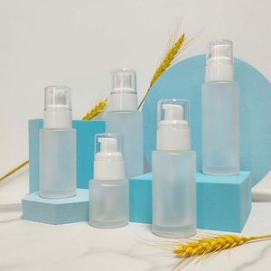 Luxury Frosted clear Glass Skincare Packaging 30ml 40ml 50ml 60ml 80ml Cosmetics <b>Containers</b> Glass Lotion Bottle With Droppe Pump - Product Image 2