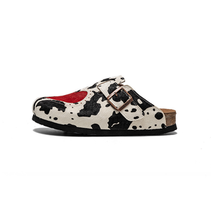 XINZI RAIN Pantoufles unisexes personnalisées en liège avec broderie en cuir véritable imprimé vache <span class=keywords><strong>Mohair</strong></span> pour hommes et femmes taille 35-45 - Product Image 2