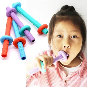 Детская зубная щетка-трубки для силиконовый Прорезыватель для зубов жевательные игрушки-прорезыватели полые Детские сенсорная игрушка жевательные конфеты в форме трубки