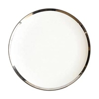 Assiettes à Dessert Modernes en Céramique avec Bord Doré ou Argenté, Motif Végétal, 100 Pièces MOQ