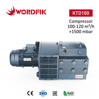 Kompresor Wordfik +1500mbar 100m3/jam 7HP KTD100 Pompa Tekanan Rotary Vane Kering untuk Penanganan Pelat dan Adsorpsi Vakum